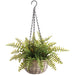 12" Boston Fern Artificial Plant w/Hanging Basket -Green (Pack of 4) - LQF602-GR