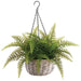 14" Boston Fern Artificial Plant w/Hanging Basket -Green (Pack of 4) - LQF603-GR