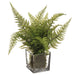 8" Leather Fern Leaf Silk Plant w/Glass Vase -Green (pack of 6) - LQF610-GR