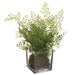8" Maidenhair Fern Leaf Silk Plant w/Glass Vase -Green (pack of 6) - LQF612-GR