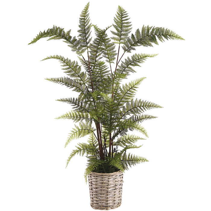 42" Leather Fern Artificial Plant w/Basket -Green (Pack of 2) - LQF802-GR