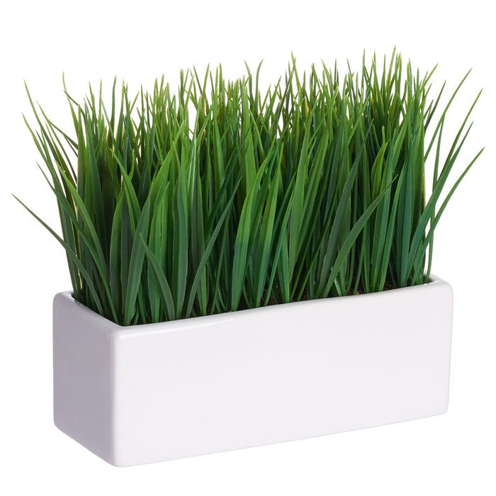 8.5" Grass Artificial Plant w/Ceramic Pot -Green (pack of 4) - LQG011-GR