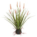 15" Blooming Cattail Grass Artificial Plant w/Soil Ball -Pink/Green (pack of 6) - LQG053-PK/GR