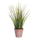 16" Blooming Grass Artificial Plant w/Plastic Pot -Tan/Green (pack of 6) - LQG171-TN/GR