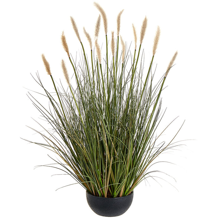 28" Foxtail Grass Artificial Plant w/Plastic Pot -Cream (Pack of 2) - LQG594-CR
