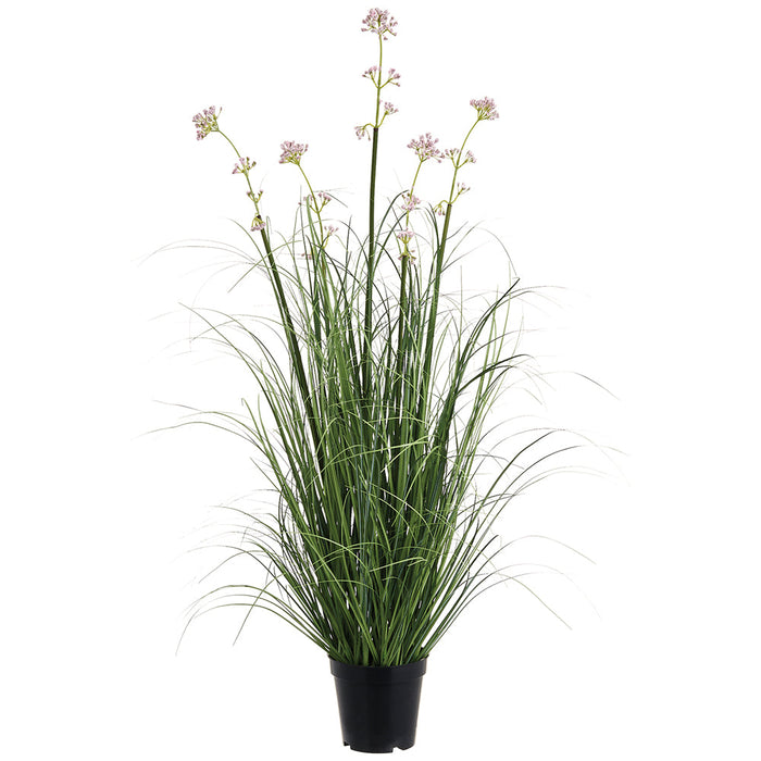 35" Milkweed Grass Artificial Plant w/Plastic Pot -Mauve/Green (Pack of 8) - LQG618-MV/GR