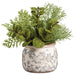 8.5" Mixed Herb Artificial Plant w/Ceramic Vase -Green/Gray (Pack of 2) - LQH438-GR/GY