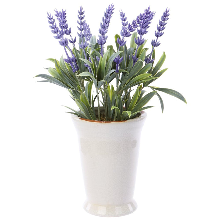 11" Lavender Faux Flower Arrangement w/Ceramic Pot -Lavender (pack of 6) - LQH509-LV