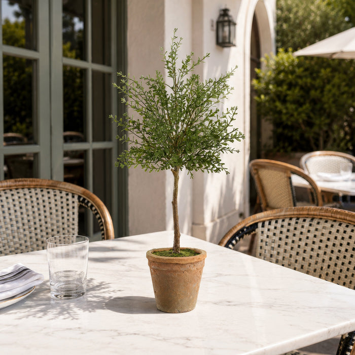 23" Outdoor UV-Resistant Artificial Myrtle Ball-Shaped Topiary w/Clay Pot -Green (Pack of 2) - LQM409-GR