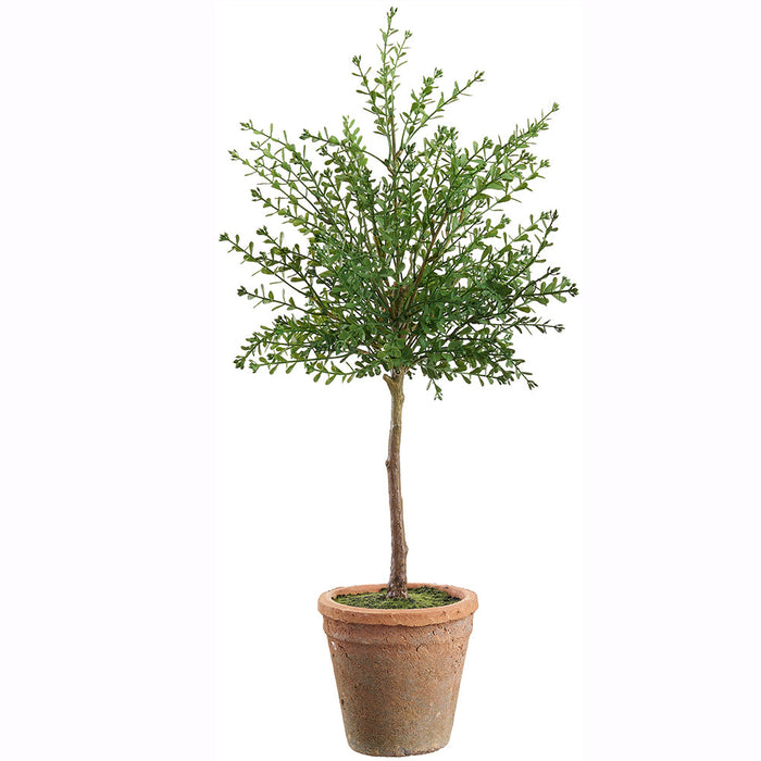 23" Outdoor UV-Resistant Artificial Myrtle Ball-Shaped Topiary w/Clay Pot -Green (Pack of 2) - LQM409-GR