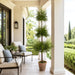 68" Outdoor UV-Resistant Artificial Triple Myrtle Ball-Shaped Topiary w/Clay Pot -Green - LQM412-GR