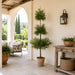68" Outdoor UV-Resistant Artificial Triple Myrtle Ball-Shaped Topiary w/Clay Pot -Green - LQM412-GR