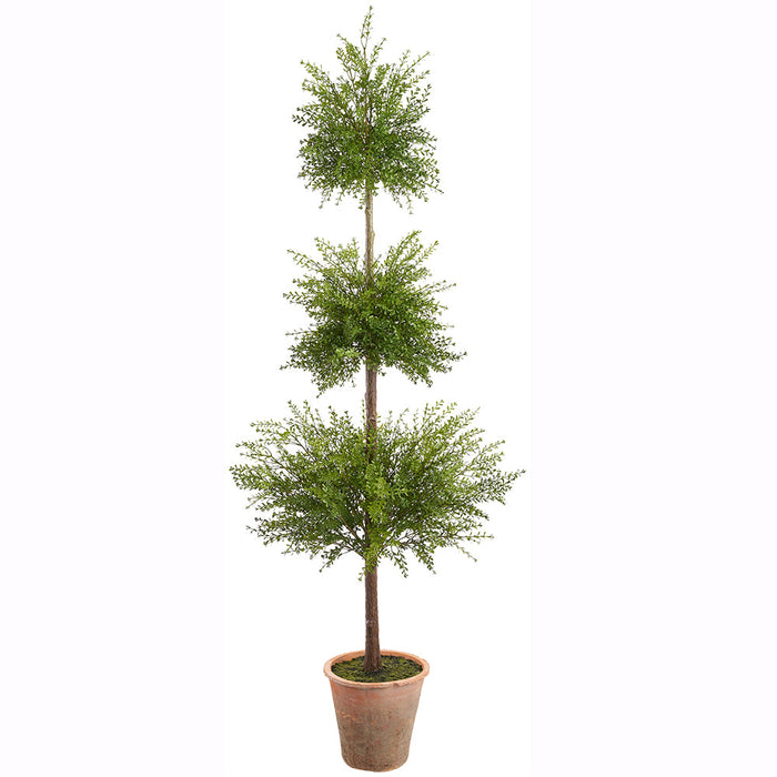 68" Outdoor UV-Resistant Artificial Double Myrtle Ball-Shaped Topiary w/Clay Pot -Green - LQM412-GR