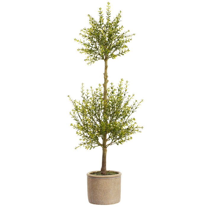 32" Myrtle Artificial Double Topiary w/Cement Pot -Green (Pack of 4) - LQM509-GR
