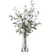 31.5" Olive Leaf & Twig Silk Arrangement w/Glass Vase -Green - LQO206-GR