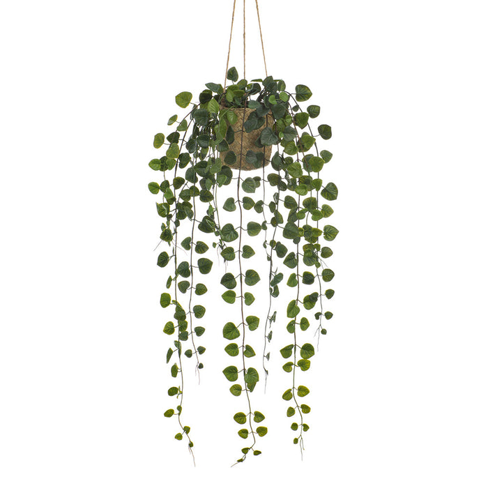 27" Heart-Shaped Pothos Leaf Silk Plant w/Hanging Basket -Green (Pack of 6) - LQP445-GR