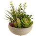 8" Mixed Succulent Garden Artificial Plant w/Cement Pot -2 Tone Green (Pack of 4) - LQS271-GR/TT