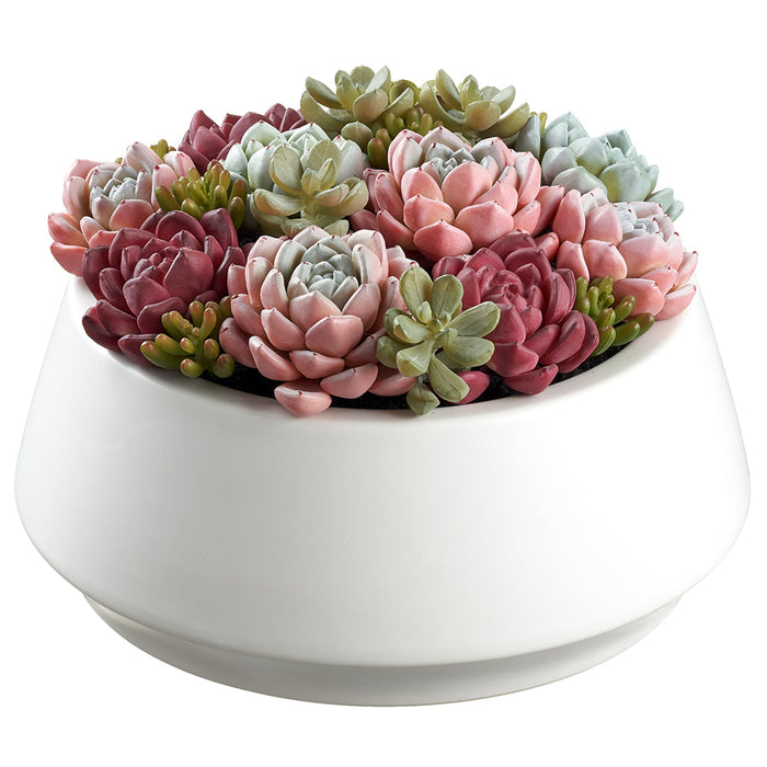 6.25" Succulent Garden Artificial Plant w/Ceramic Pot -Green/Pink (Pack of 2) - LQS415-GR/PK