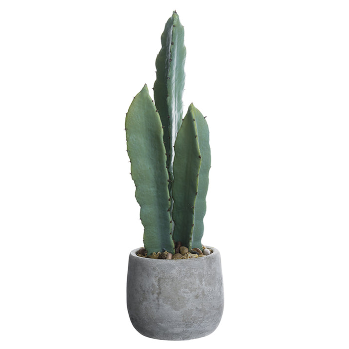 19" Column Cactus Artificial Plant w/Cement Pot -Green/Gray (pack of 2) - LQS713-GR/GY