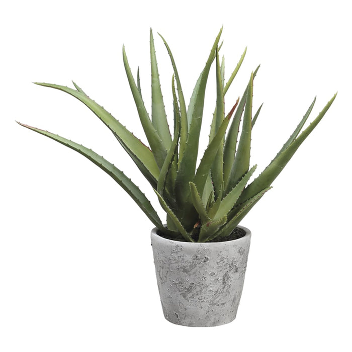 15.5" Aloe Artificial Plant w/Cement Pot -Green - LQS835-GR