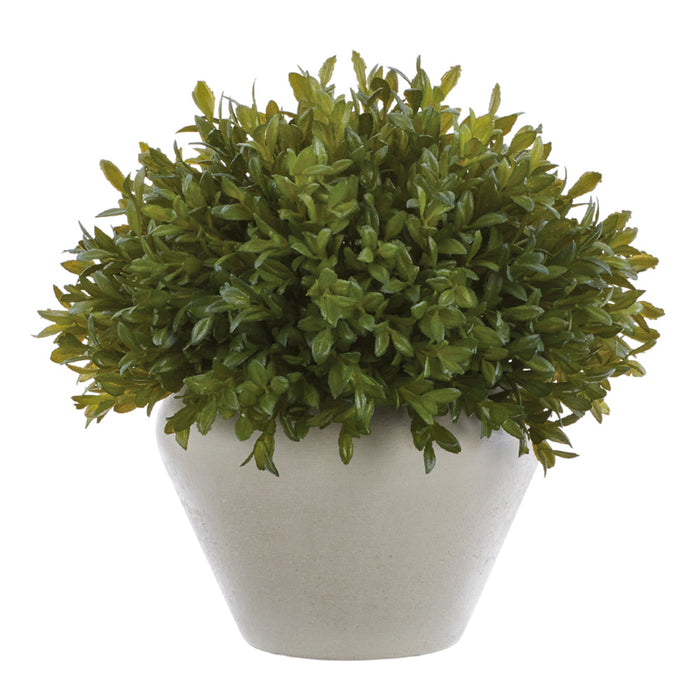 10" Artificial Tea Leaf Ball-Shaped Topiary w/Papier Mache Pot -Green (Pack of 2) - LQT445-GR