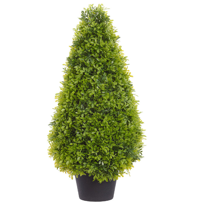 25.5" Boxwood Teardrop-Shaped Artificial Topiary Plant w/Pot -Green (Pack of 6) - LRB790-GR