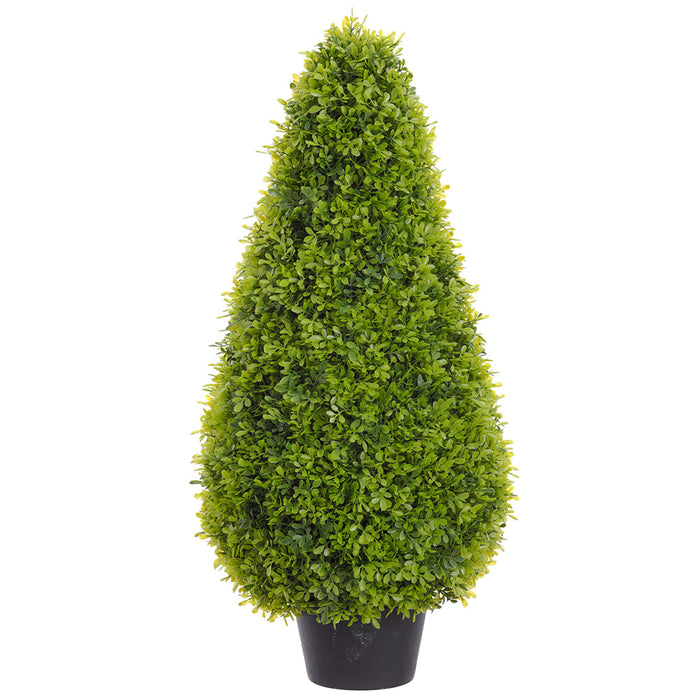 29" Boxwood Teardrop-Shaped Artificial Topiary Plant w/Pot -Green (Pack of 3) - LRB791-GR