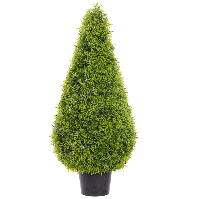 37" Boxwood Teardrop-Shaped Artificial Topiary Plant w/Pot -Green - LRB792-GR