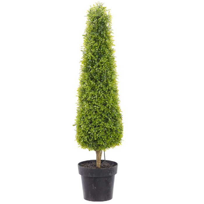39.5" Boxwood Cone-Shaped Artificial Topiary Plant w/Pot -Green (Pack of 2) - LRB794-GR