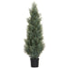 4' Outdoor UV-Resistant Artificial Cedar Cone-Shaped Topiary -Green/Gray (Pack of 2) - LRC123-GR/GY