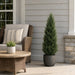 4' Outdoor UV-Resistant Artificial Cedar Cone-Shaped Topiary -Green (Pack of 2) - LRC124-GR