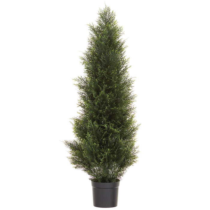 4' Outdoor UV-Resistant Artificial Cedar Cone-Shaped Topiary -Green (Pack of 2) - LRC124-GR