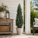 5' Outdoor UV-Resistant Artificial Cedar Cone-Shaped Topiary -Green/Gray (Pack of 2) - LRC125-GR/GY