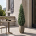 5' Outdoor UV-Resistant Artificial Cedar Cone-Shaped Topiary -Green/Gray (Pack of 2) - LRC125-GR/GY