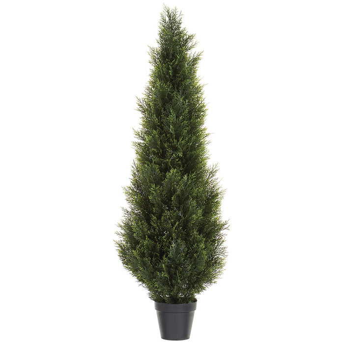 5' Outdoor UV-Resistant Artificial Cedar Cone-Shaped Topiary -Green (Pack of 2) - LRC126-GR
