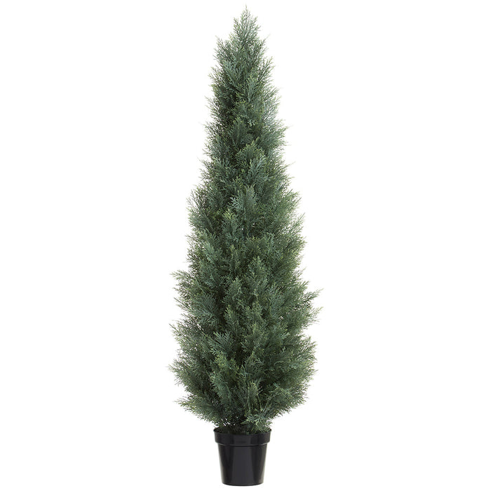 6' Outdoor UV-Resistant Artificial Cedar Cone-Shaped Topiary -Green/Gray - LRC127-GR/GY