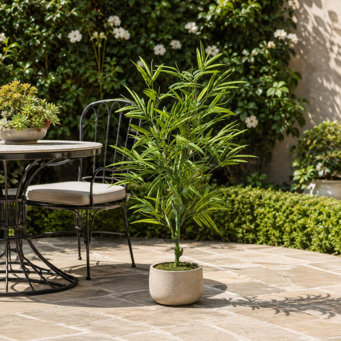 4' Outdoor UV-Resistant Faux Bamboo Tree w/Pot -Green (Pack of 2) - LTB001-GR