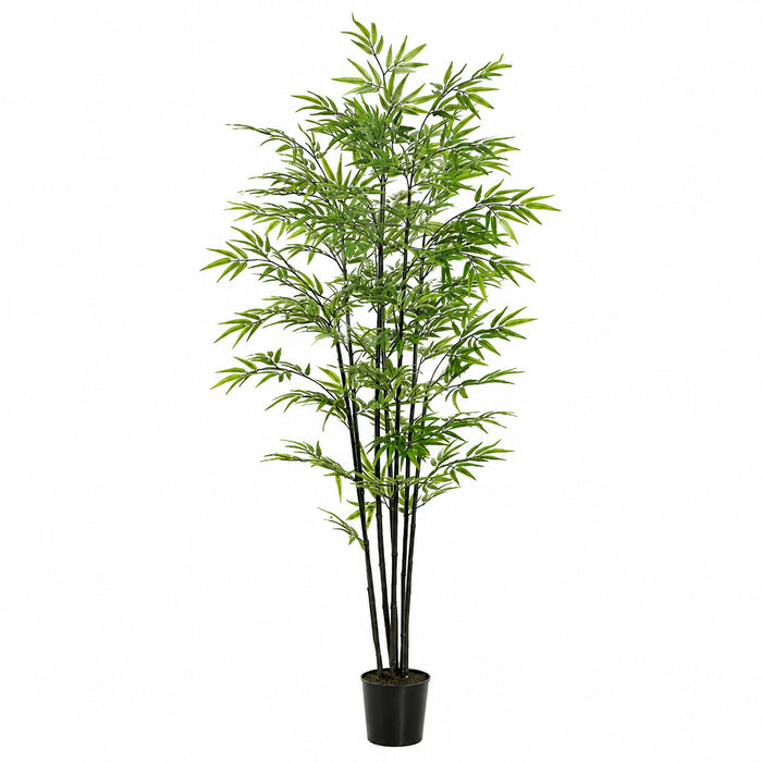 6' Black Bamboo Silk Tree w/Pot -1,440 Leaves -Green (Pack of 2) - LTB066-GR