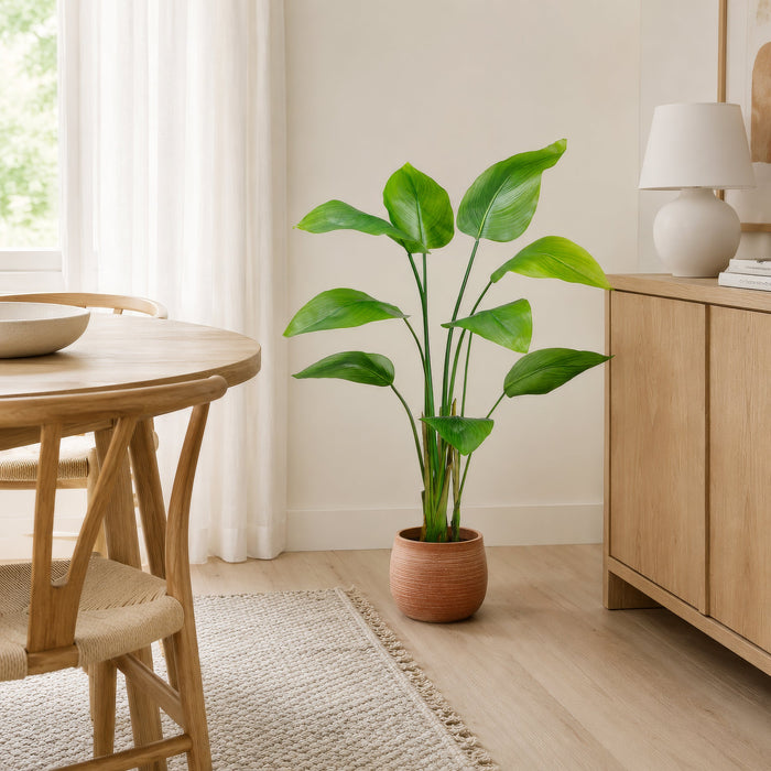 47" Silk Banana Leaf Plant w/Plastic Pot -Green (Pack of 2) - LTB214-GR