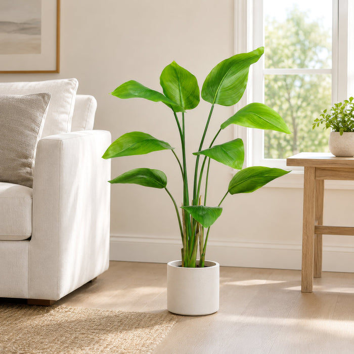 47" Silk Banana Leaf Plant w/Plastic Pot -Green (Pack of 2) - LTB214-GR