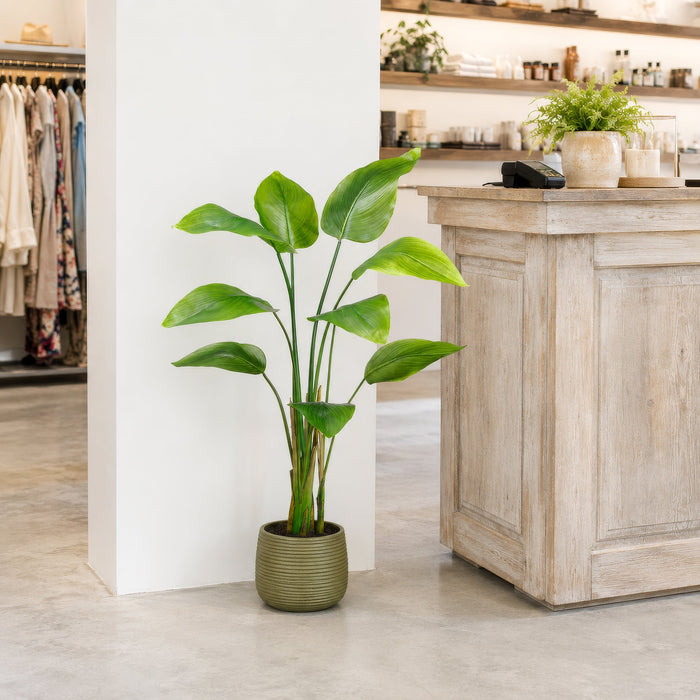 47" Silk Banana Leaf Plant w/Plastic Pot -Green (Pack of 2) - LTB214-GR