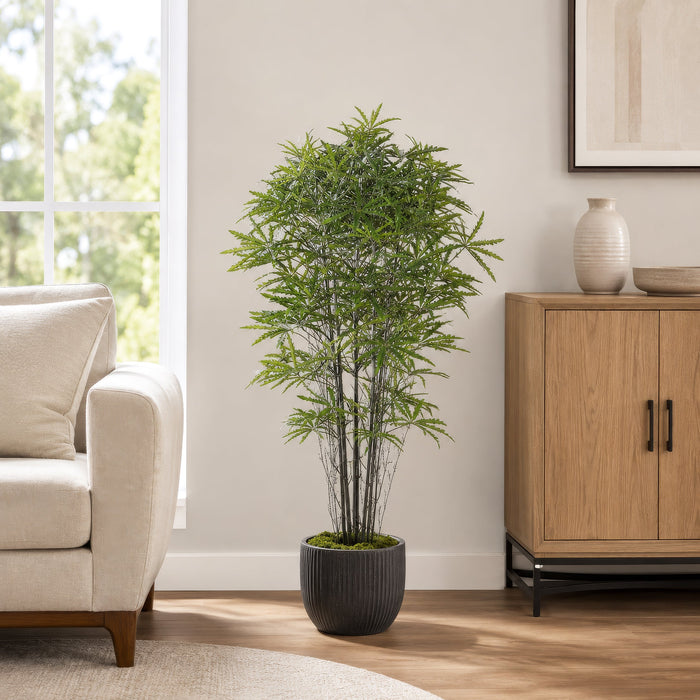 5' False Aralia Black Bamboo Silk Tree w/Pot -1,233 Leaves -Green (Pack of 2) - LTB225-GR/TT