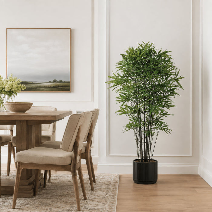 5' False Aralia Black Bamboo Silk Tree w/Pot -1,233 Leaves -Green (Pack of 2) - LTB225-GR/TT