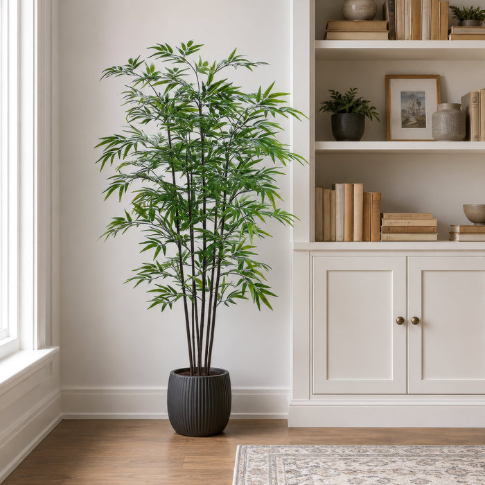 5' Black Bamboo Silk Tree w/Pot -1,200 Leaves -Green (Pack of 2) - LTB455-GR