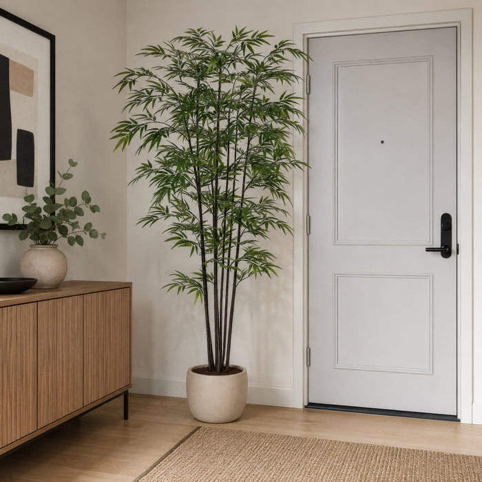 7' Black Bamboo Silk Tree w/Pot -1,980 Leaves -Green (Pack of 2) - LTB457-GR