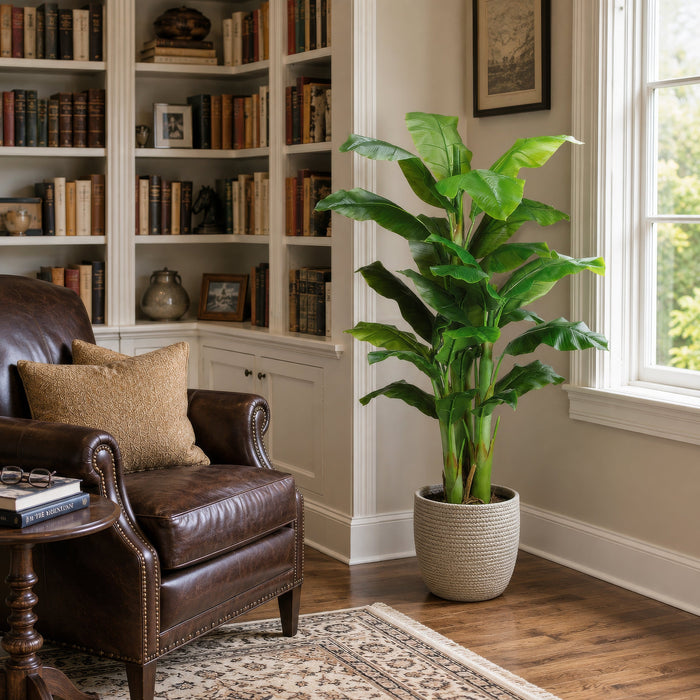 5' Banana Silk Plant w/Pot -Green (Pack of 2) - LTB515-GR