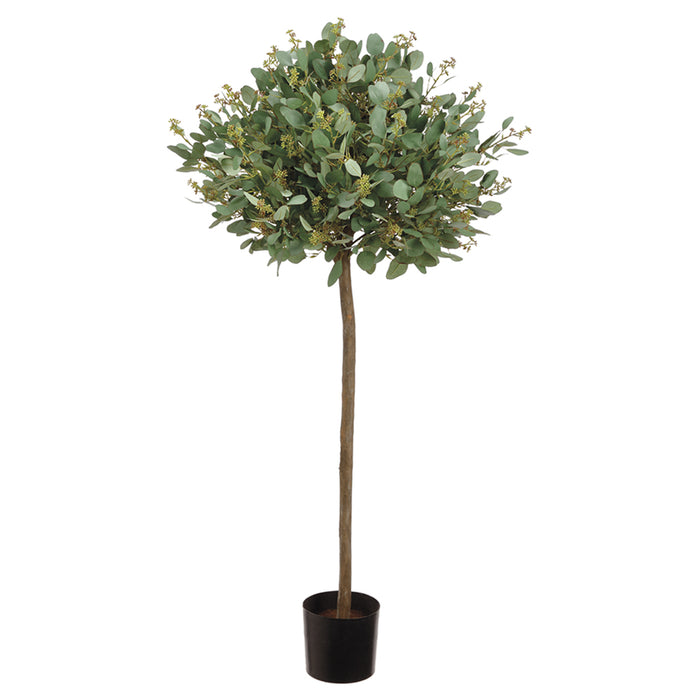 4' Eucalyptus Ball-Shaped Artificial Topiary Tree w/Pot -Frosted Green (pack of 2) - LTE145-GR/FS