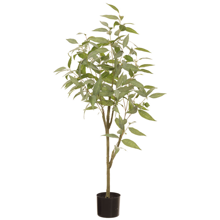 47" Silk Eucalyptus & Berry Tree w/Pot -Green - LTE664-GR
