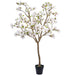 7'10" Flowering Magnolia Leaf Silk Tree w/Plastic Pot -White - LTF237-WH