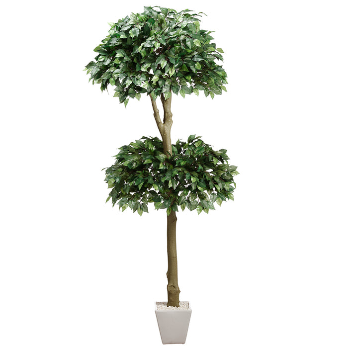 4'11" Ficus Double Ball-Shaped Silk Topiary Tree w/Ceramic Pot -Green (pack of 2) - LTF554-GR